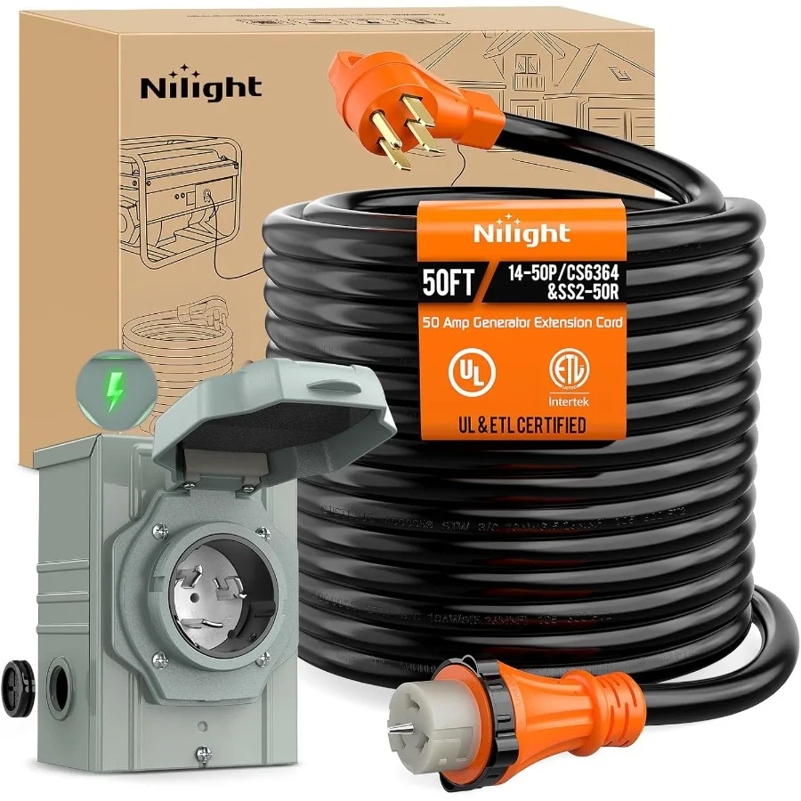 50A 50FT Heavy Duty Generator  - Outdoor Power Inlet Box recension och pris