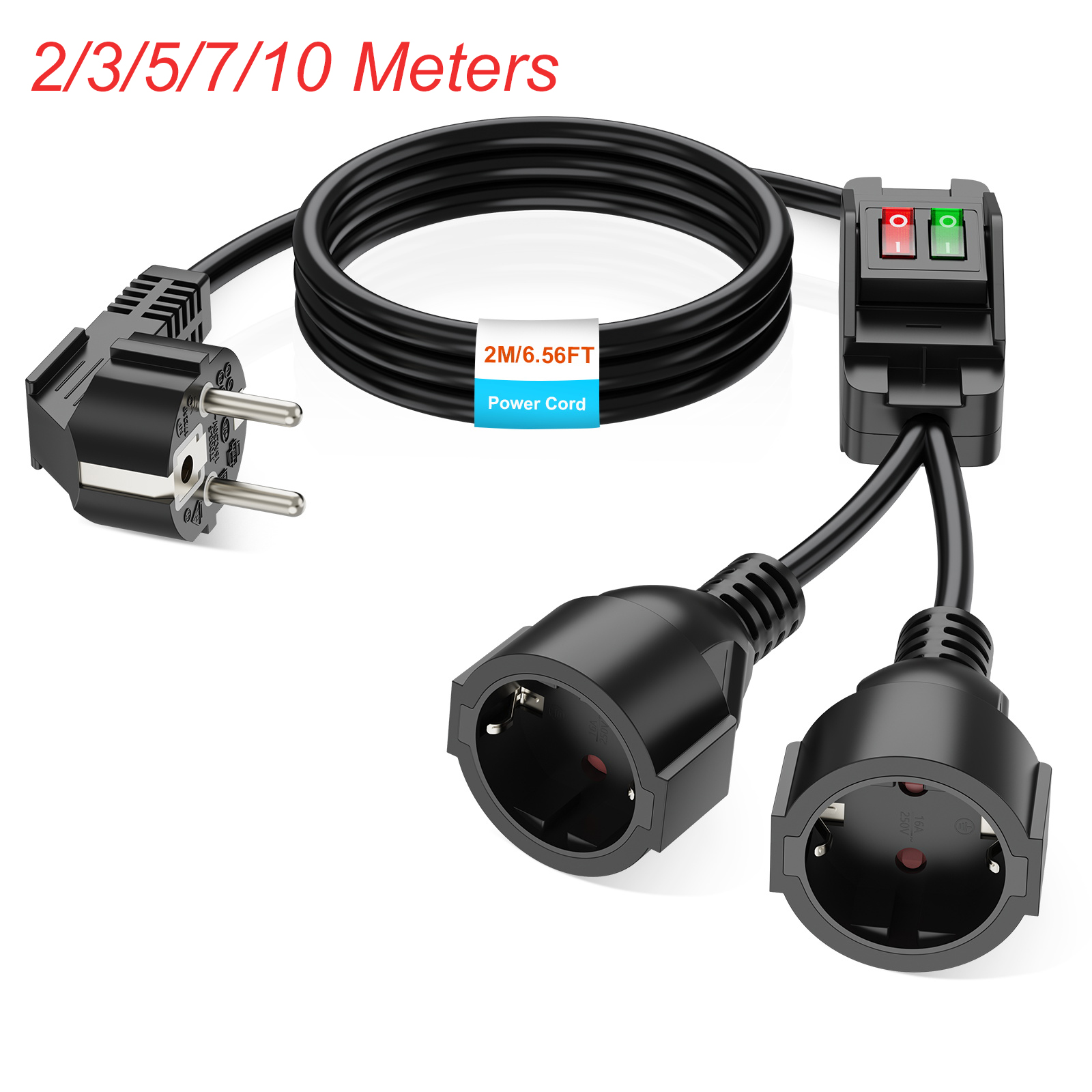 EU Plug Extension Cord with ON - Outdoor Power Extension Cord recension och pris