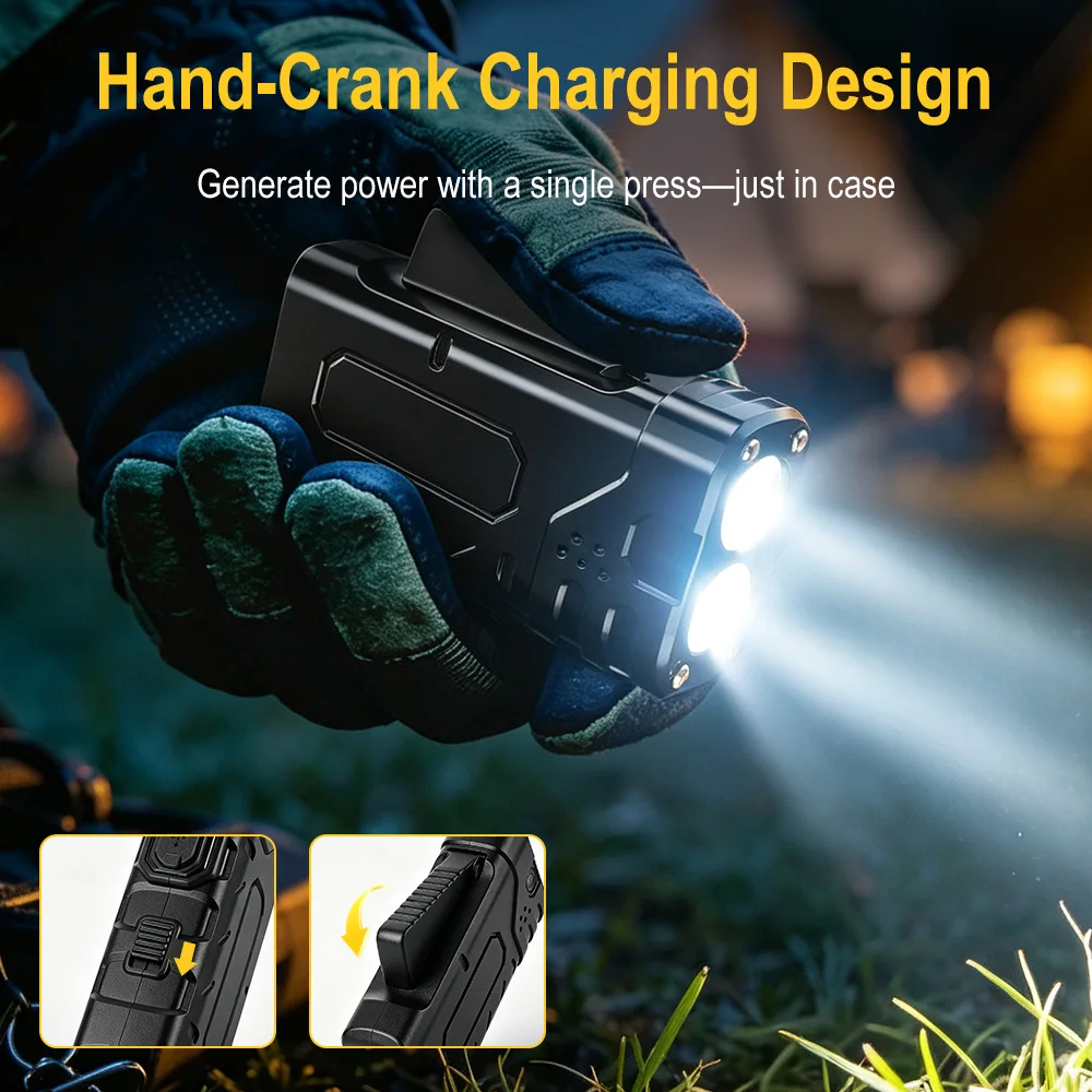 BORUIiT Hand Crank EDC LED Fla - Outdoor Power Inc recension och pris
