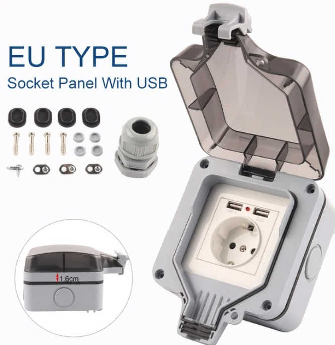 IP66 EU Standard German Style  - Outdoor Usb Power Outlet recension och pris