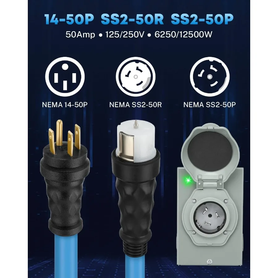 50 Amp Generator Cord and Powe - Outdoor Power Inlet Box recension och pris